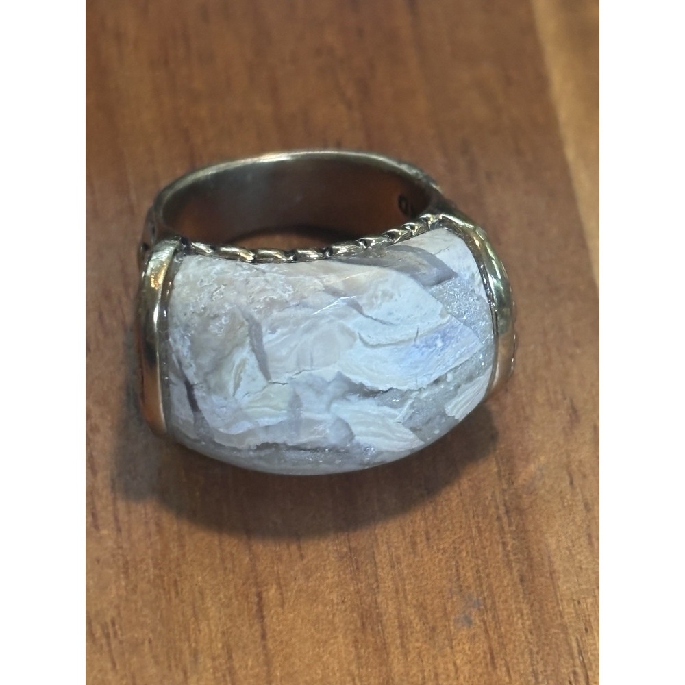 Barse Bronze Gray Buffalo Turquoise Brass Vintage Ring Size 7